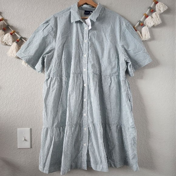 Striped Button-Down Dress - Picture 1 of 12